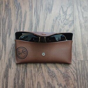 Ray Ban Aviator Women's Sunglasses Gold Frame Brown Lens - Picture 2 of 5 Ray B